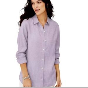 J.Jill | Lavender Linen Button Down Shirt Size Medium Petite